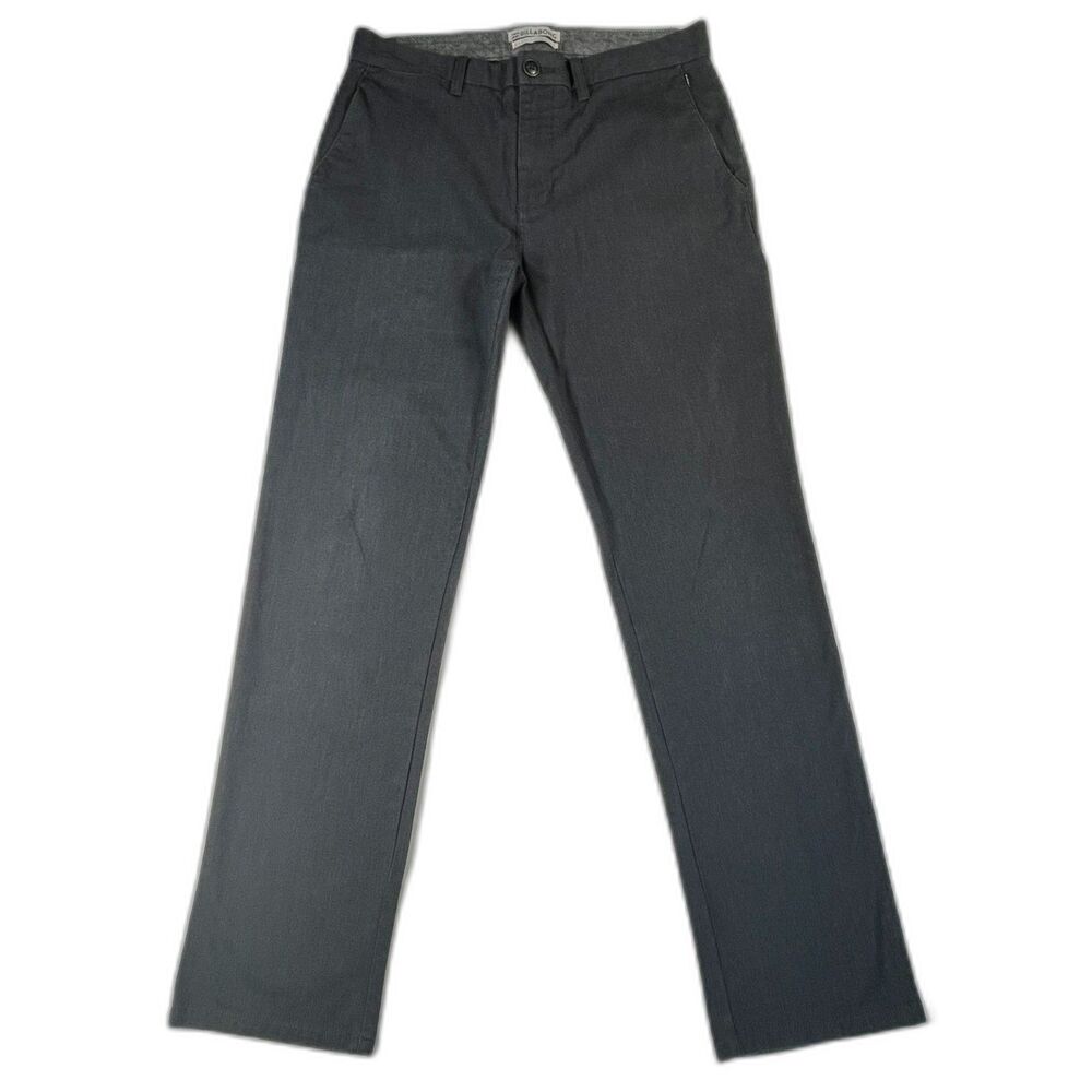 Billabong Carter Stretch Mens Pants Size 32 Charcoal Gray Straight Chino
